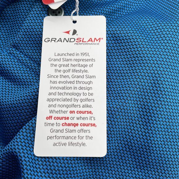 Grand Slam Performance Men's Long Sleeve Jacquard Golf Polo Shirt Med Imperial B - Picture 5 of 12